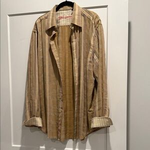 Robert Graham Men's Beige Striped Shirt